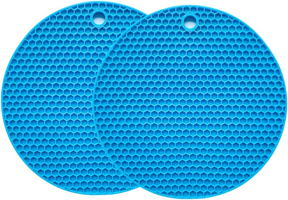PTAPIPI Salvamanteles de Silicona para Ollas Calientes (Pack de 2, Ø18cm) – Protector de Encimera Resistente al Calor, Posavasos Cocina y Lavavajillas (Naranja)