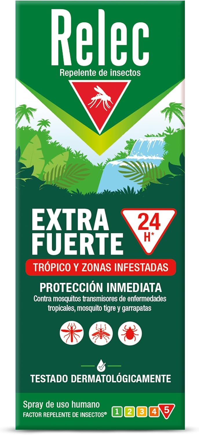Relec Extra Fuerte Spray Antimosquitos, Repelente Mosquitos, 90 ml