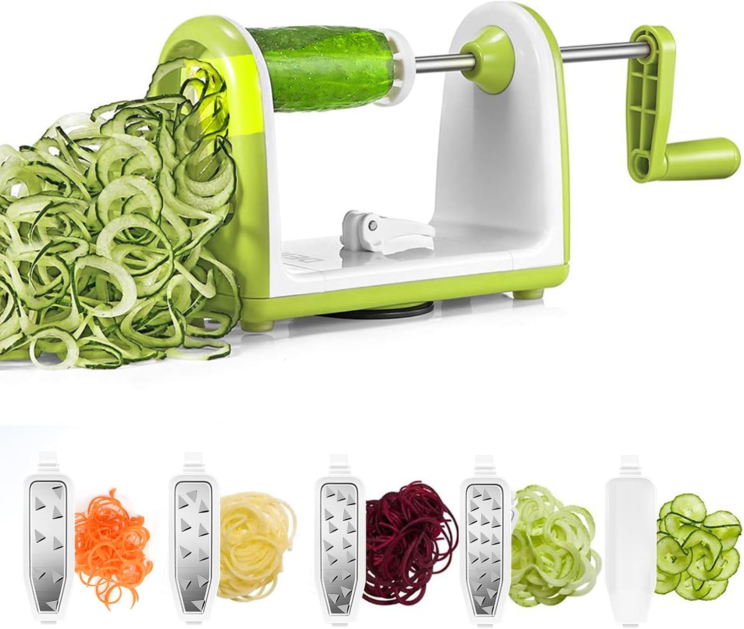 Cortador Rallador De Verdura 5 En 1 Espiralizador Manual Con Recipiente De Recolección Para Espaguetis, Calabacín, Maquinaria Para Zanahorias, Pepinos, Calabazas