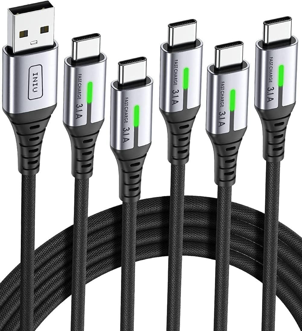INIU Cable USB C, 3-Pack [2m+2m+0,5m] QC 3,1A Carga Rapida USB C Cargador