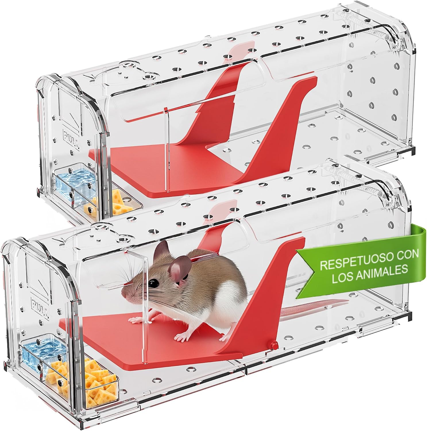 Roshield 2 X Trampas humanas para Ratones en Interiores y Exteriores, Trampa de plagas para atrapar Vivos. Amigable con Mascotas y niños. Trampa Reutilizable para roedores y Ratones.