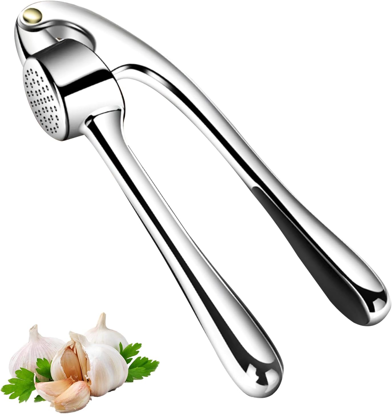 Prensa de Ajos de Acero Inoxidable Con Mango Fácil de Apretar - Cortador de Ajos, Fácil de Limpiar - Prácticos Utensilios de Cocina