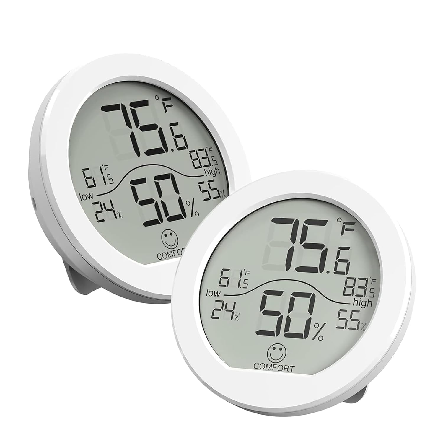 SECRUI Digital Termometro-Higrometro Interior Casa, Blanco/3 Piezas, Medidor Temperatura y Humedad Ambiente, Sensor Termohigrometro con LCD para Casa/Habitación/Salón/Oficina, Montaje en Pared/Nevera