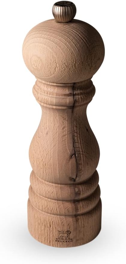 PEUGEOT - Molinillo de pimienta Paris u'Select 12 cm + pimienta - 6 grados de molienda preestablecidos - De madera certificada PEFC - grafito