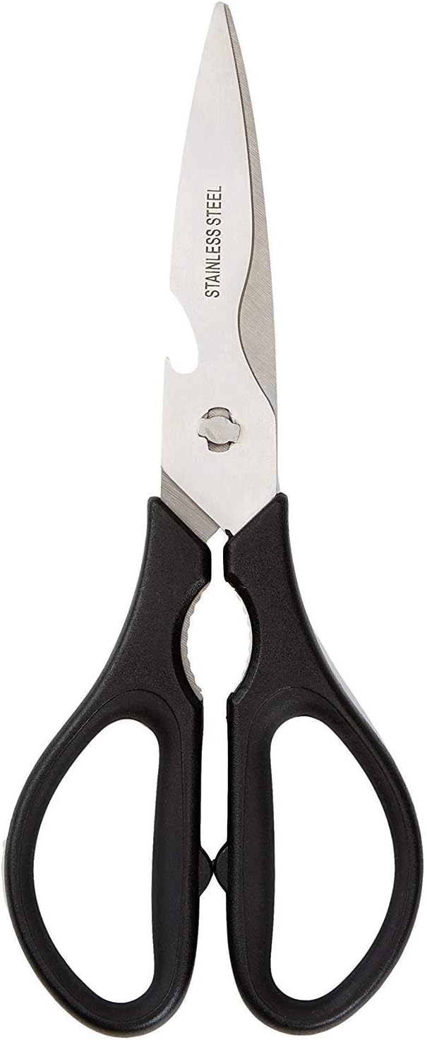 Amazon Basics Premium Tijeras de Cocina multifunción, 20,32 cm, Negro