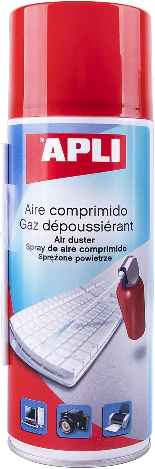 APLI 11307 - Aire comprimido para la limpieza en seco 400 ml. Ideal para teclados, ordenadores y dispositivos electrónicos