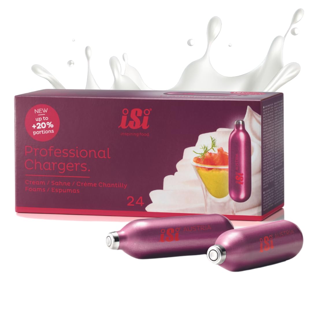 iSi Professional Cargadores de Nata, Paquete de 24 Cápsulas de N2O (8,4 g), Aptos para Sifón de Crema y Espumas