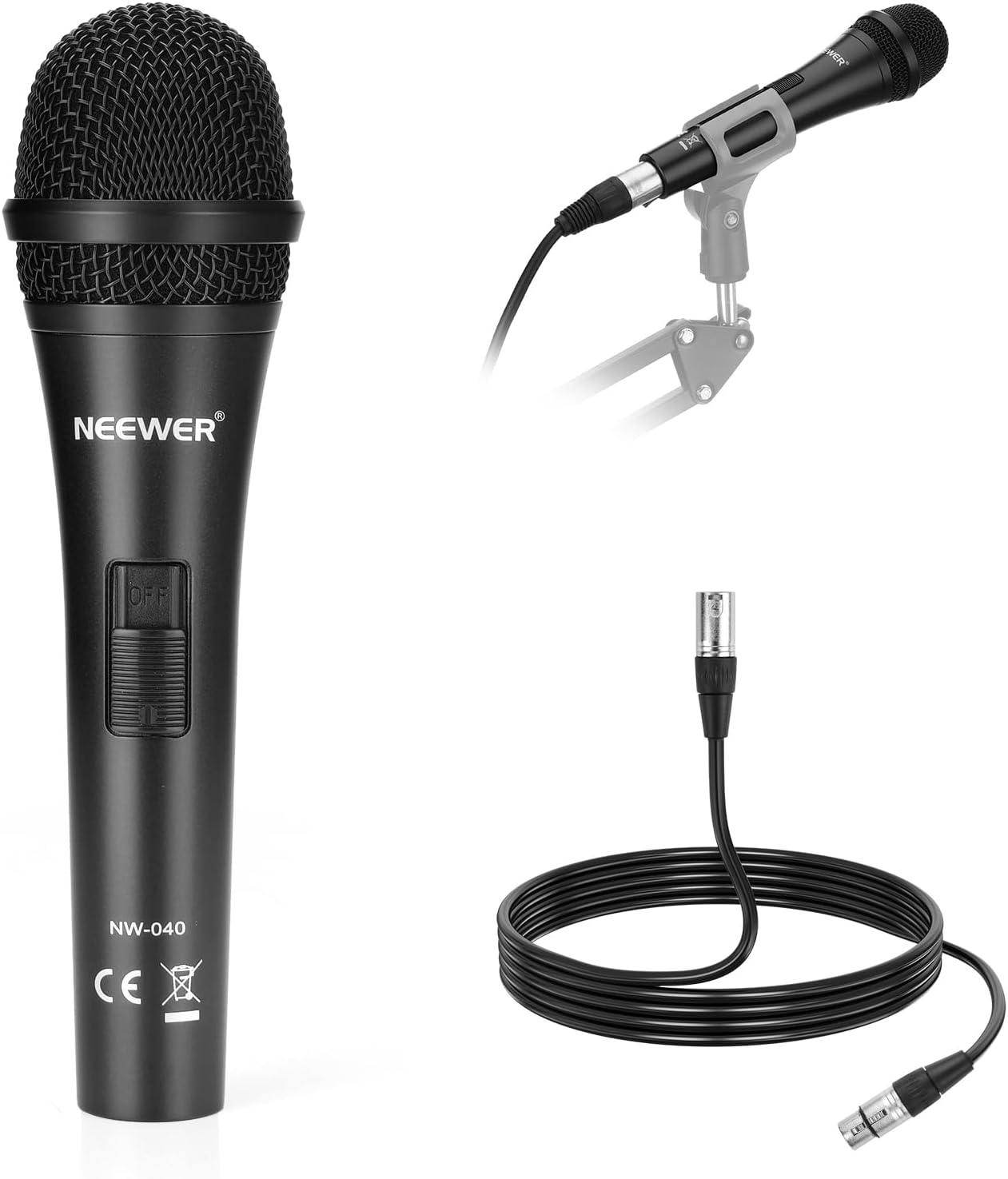 NEEWER NW-040 Micrófono Dinámico Cardioide con XLR Cable, Carcasa Metálica