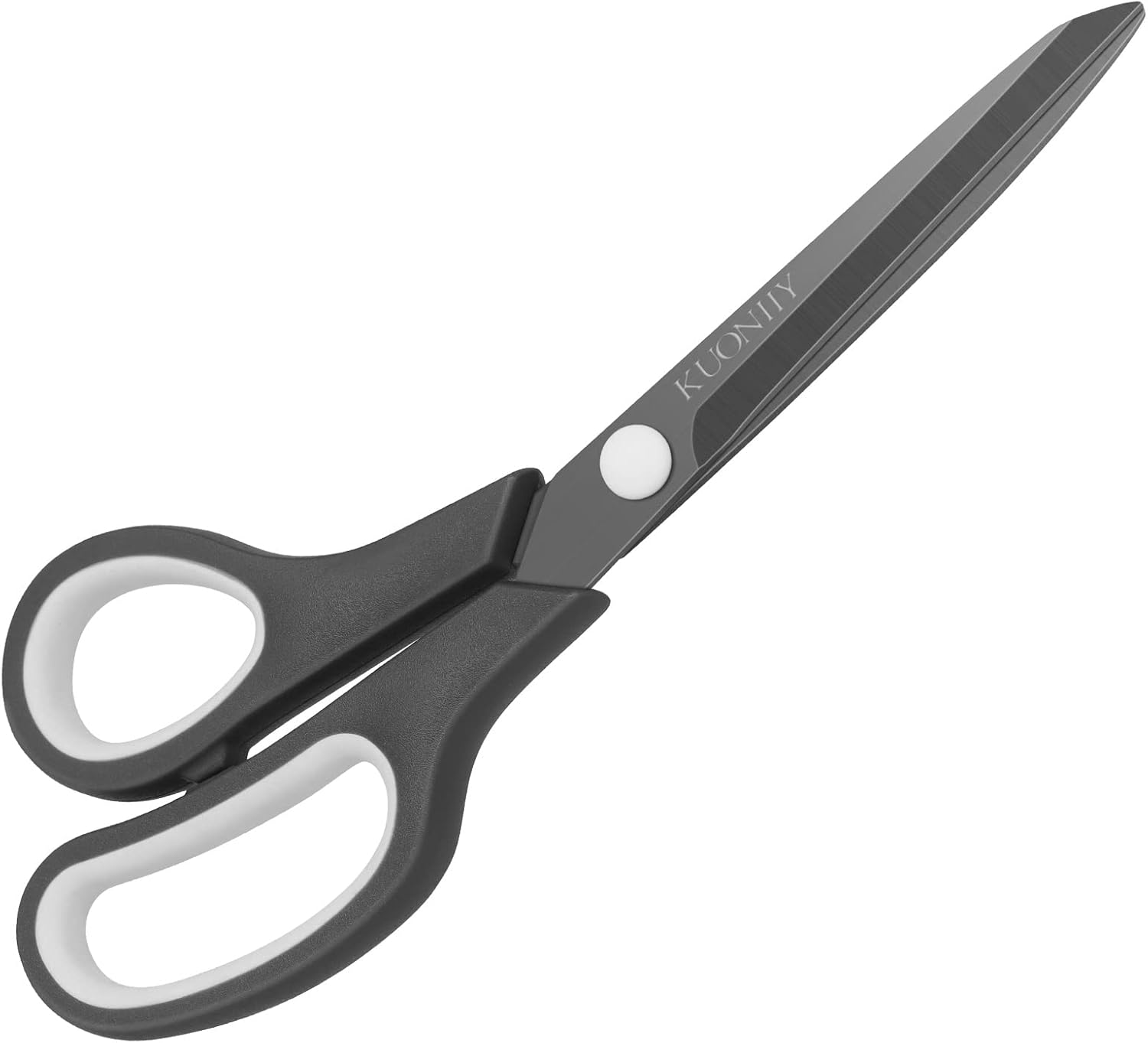 KUONIIY Tijeras revestimiento de titanio ultra afiladas cuchillas de agarre cómodo suave tijeras multiusos, 15,3 cm