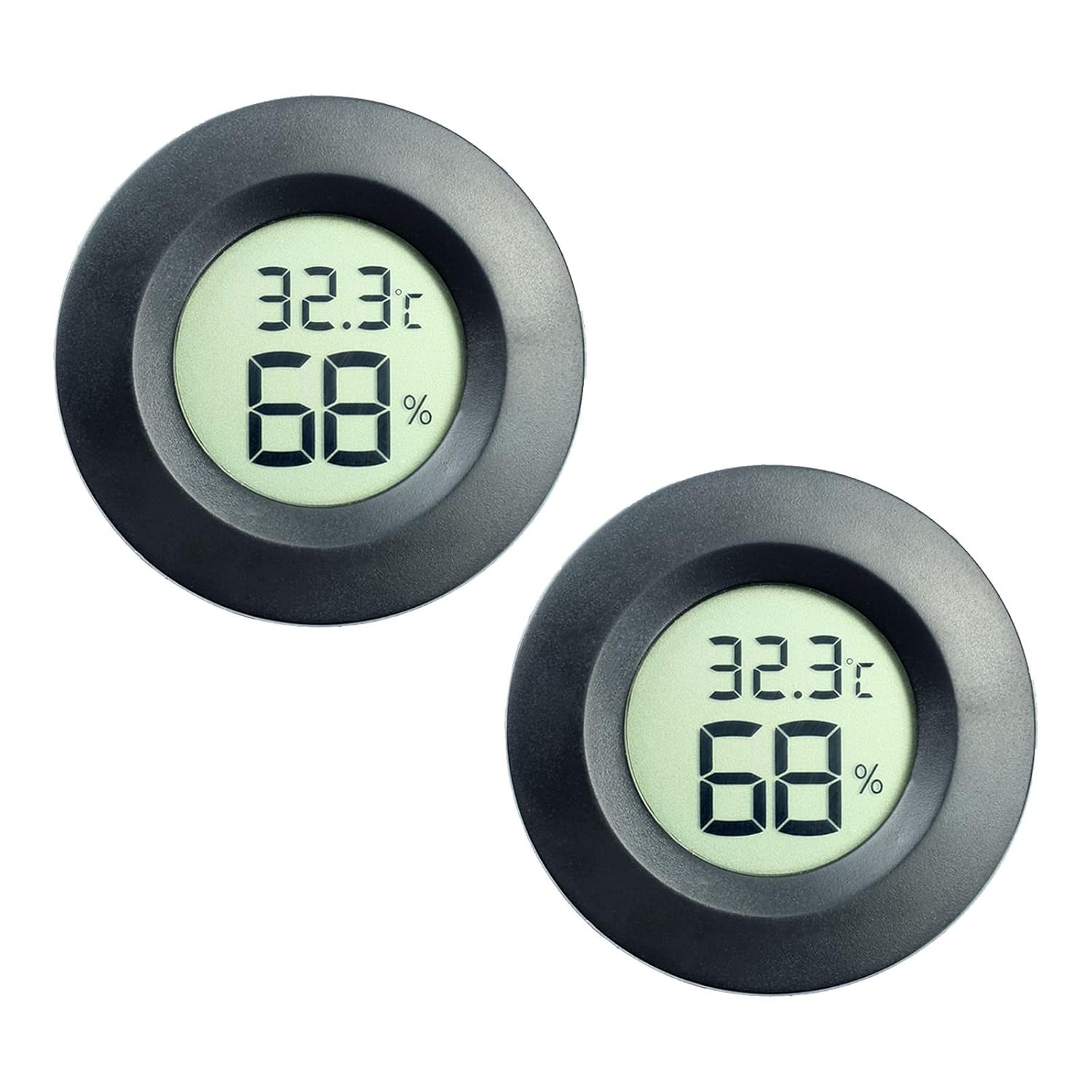 Mini higrómetro Termómetro Monitor，LCD digital Medidor de humedad interior y exterior para humidificadores Deshumidificadores Invernadero Sótano Cuarto de bebé Fahrenheit (2PCS Black)