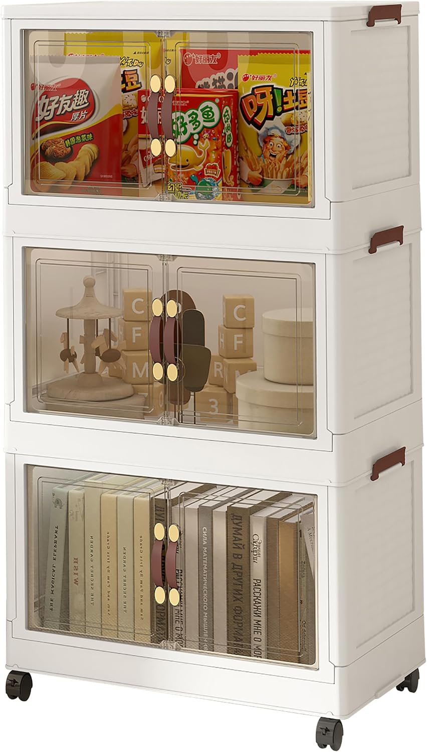 Armario Organizador Plegable | Caja de Almacenaje, Contenedor de Plástico, Caja de Almacenamiento Plegable para Calzado, Ropa, Juguetes y Libros (60cm x 5 Pisos)
