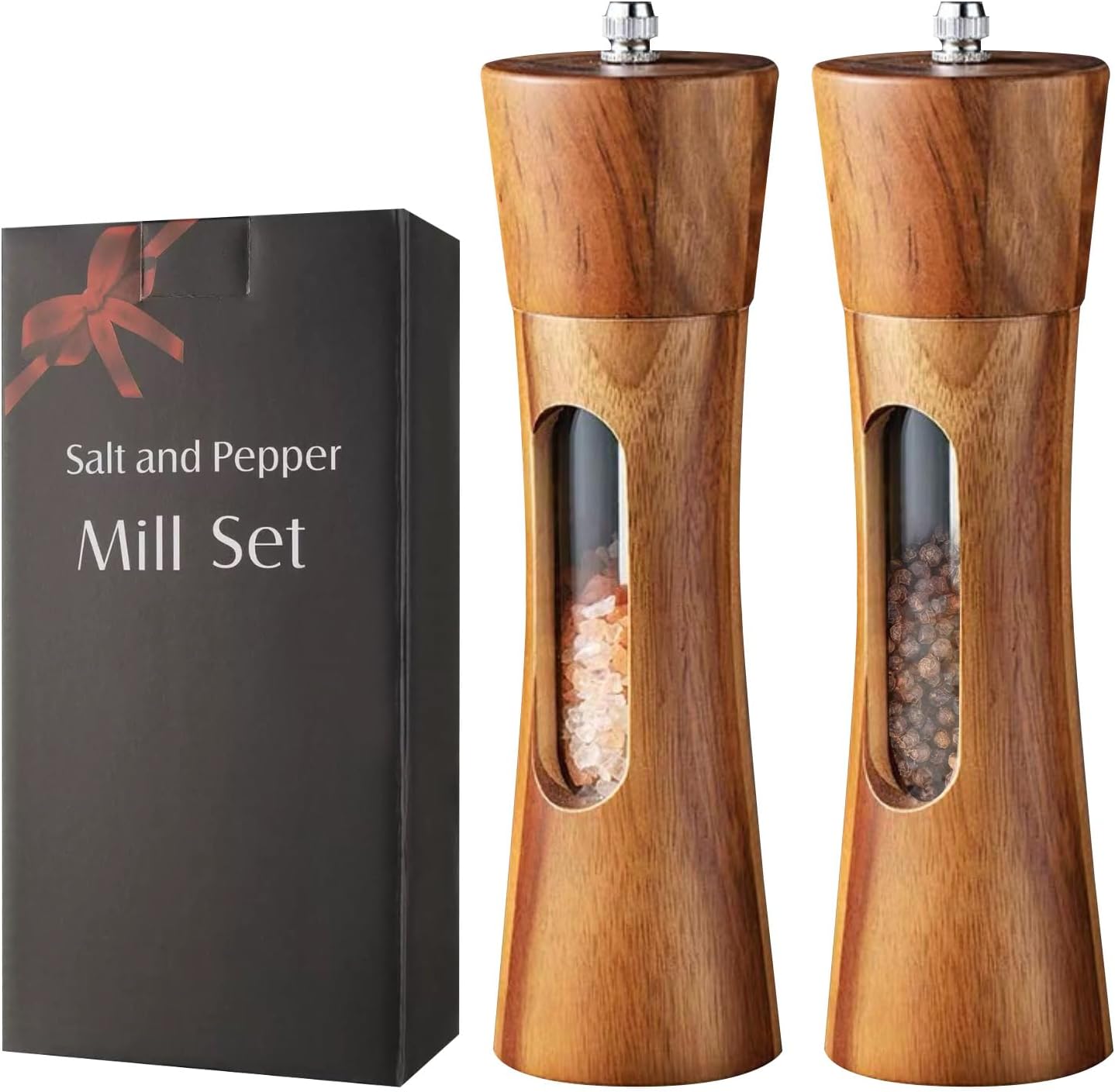 2 Piezas Molinillo de Pimienta, Molinillo de Especias de Madera