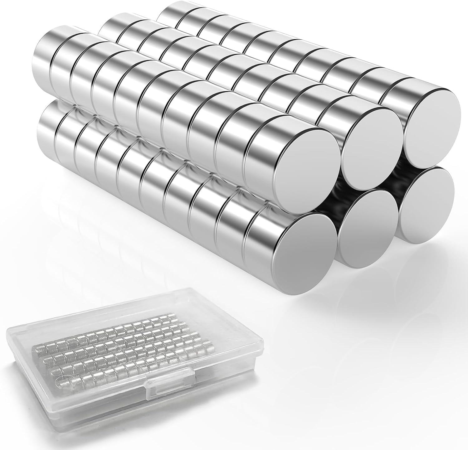 LISOPO 60 Imanes de Neodimio 6 x 3 mm - Pequeños y Fuertes Mini Imanes para Pizarra Magnética, Tablón de Anuncios, Neveras y Manualidades
