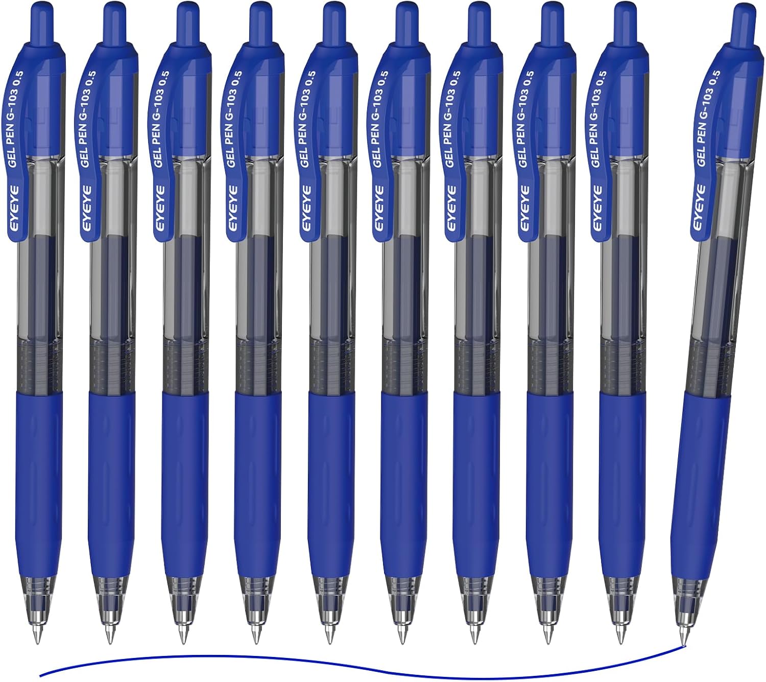 EYEYE Bolígrafos Roller de Tinta de gel de tinta negra,10 Uds, 0.5 mm,
