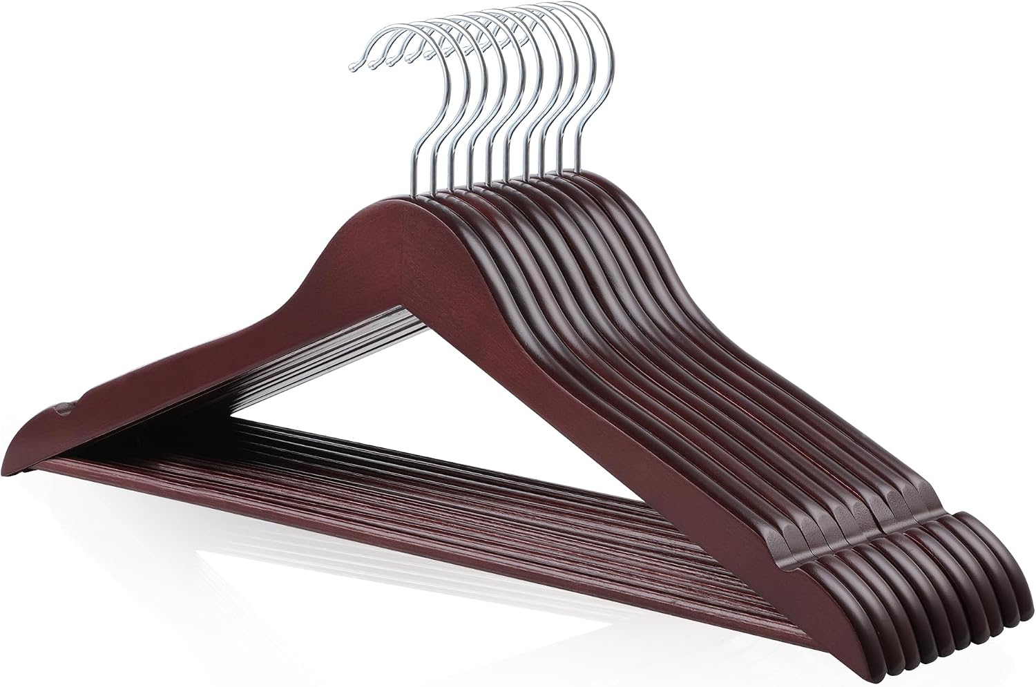 Amazon Basics Perchas de madera para prendas de traje, natural, 10 unidades