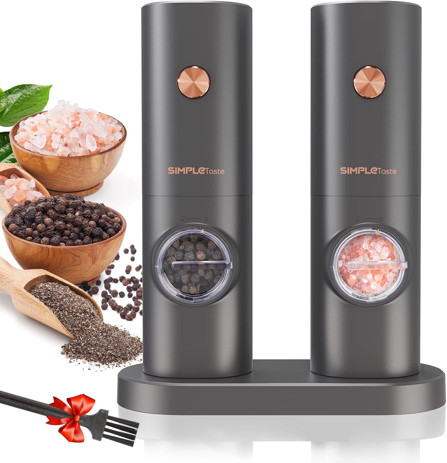 SIMPLETASTE Molinillo Eléctrico de Pimienta y Sal Juego de 2