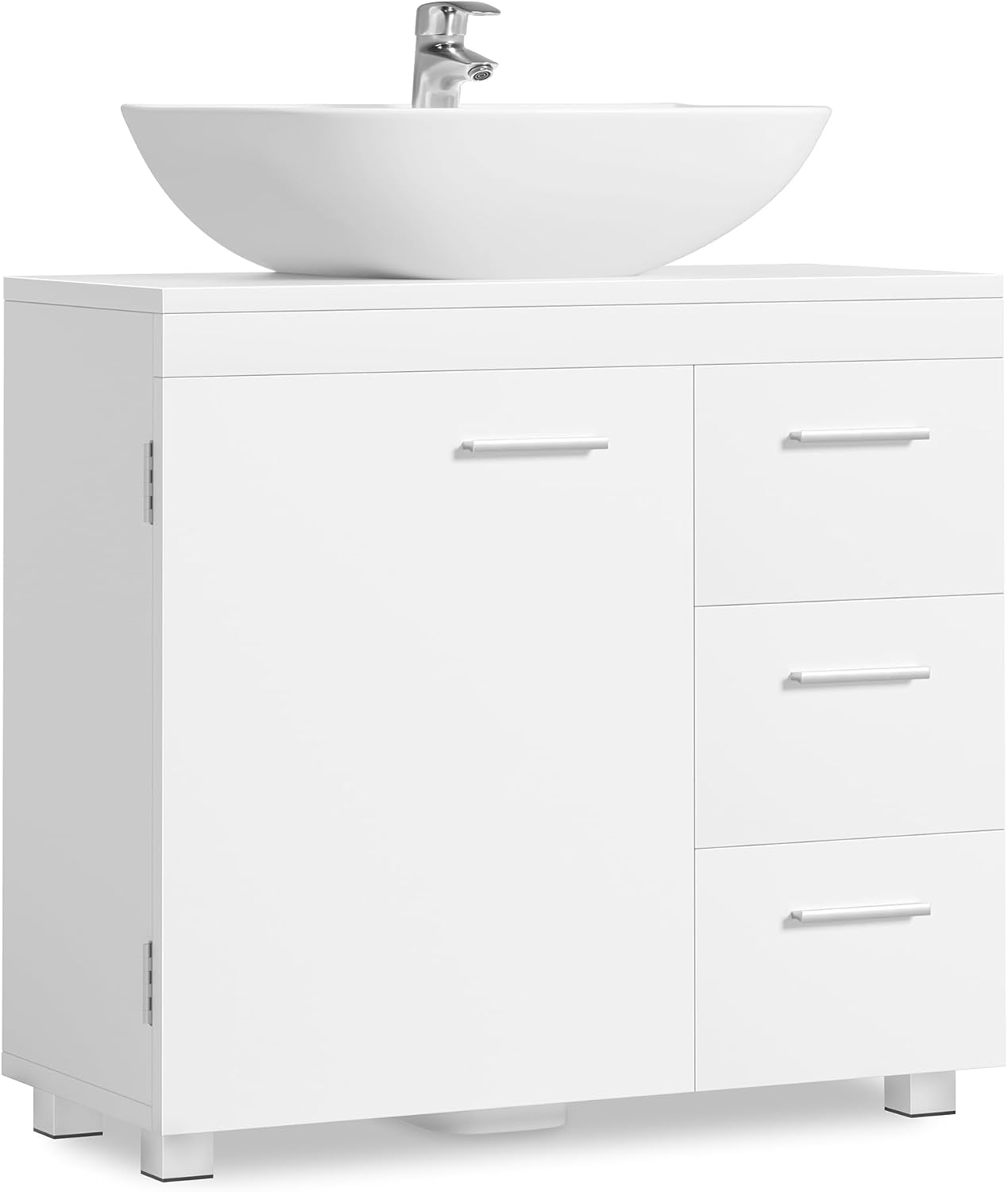 VASAGLE Mueble Bajo Lavabo, Armario de Baño, 3 Cajones, 70 x 30 x 64 cm