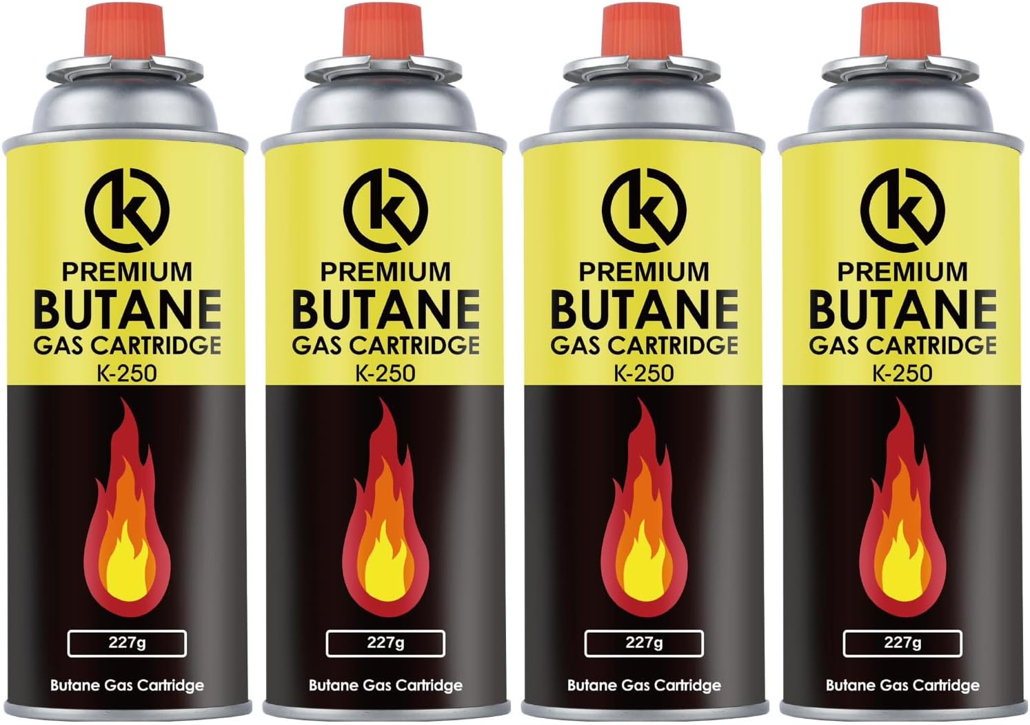 KROWN - Pack de Cartuchos K-250 de Gas Butano 227g para Hornillos Quemadores, Cartucho de Gas para Camping K-250, Bombonas para Sopletes (12 Unidades)