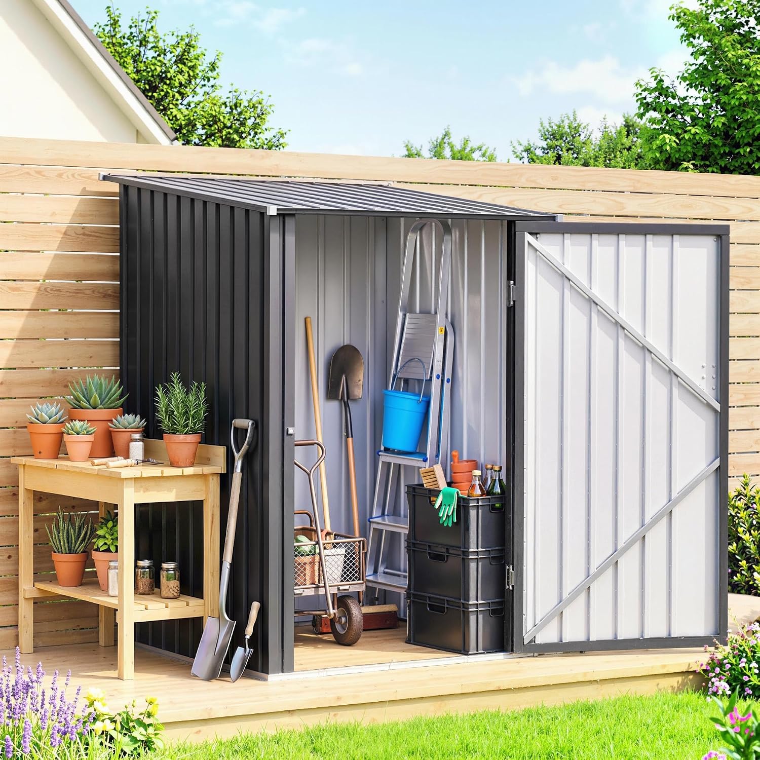 Outsunny Caseta de Jardín Exterior 0,92 m² 100x103x160 cm Gris
