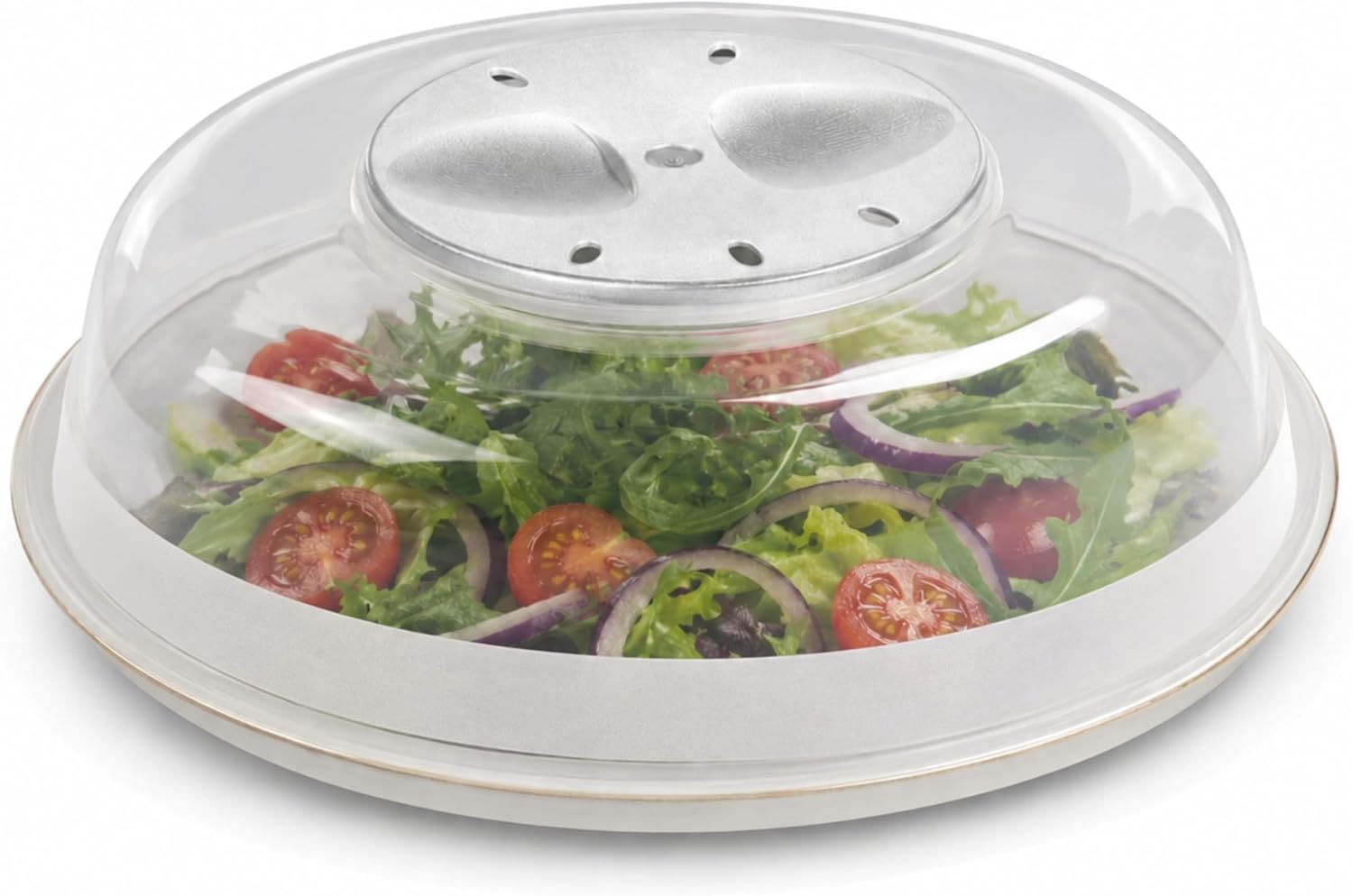 PARENCE.- Campana universal de horno microondas/tapa de alimentos, prevención de astillas, olor, cocción uniforme - 24 cm, transparente