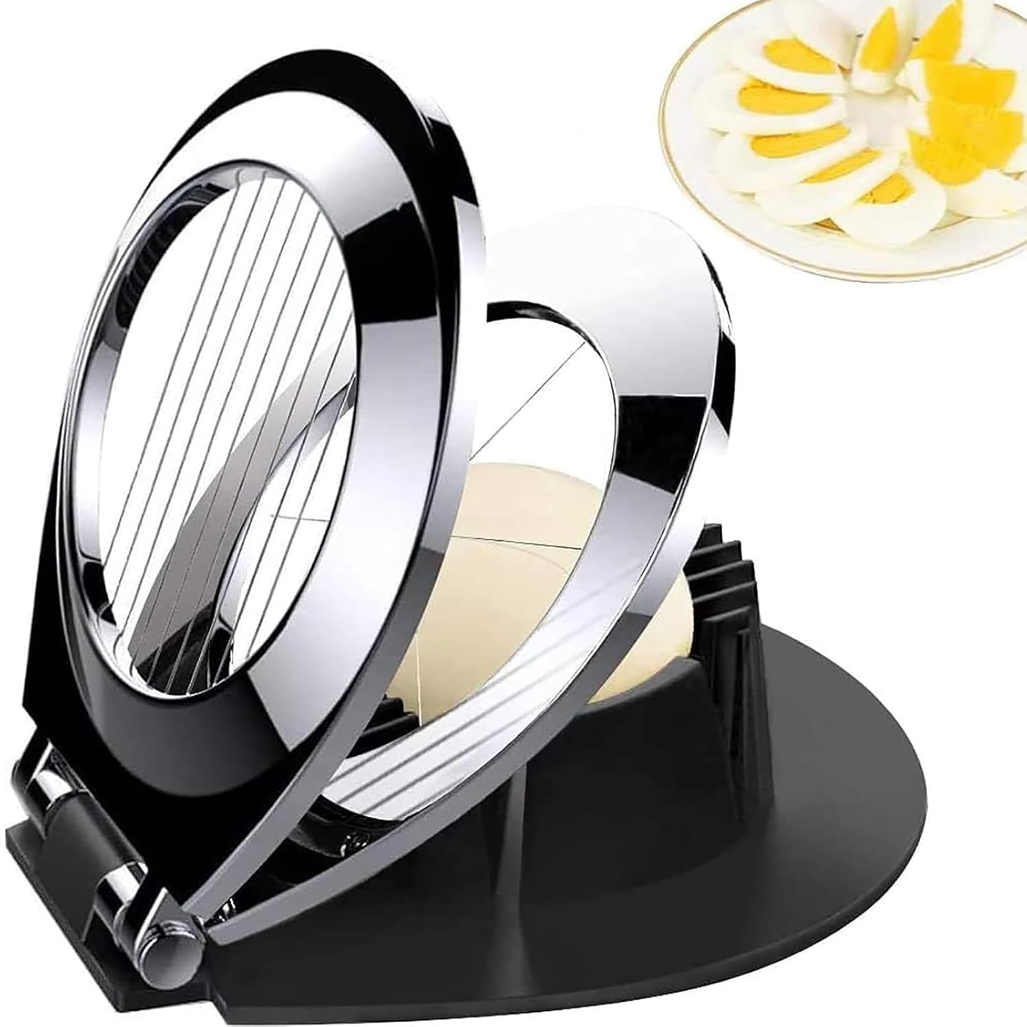 Cortador de Huevos Mejorado, BIBURY Cortador de Huevos para Huevos Duros, Cortador de Aluminio, Fresas, Hongos, Frutas Suaves, Alambres de Acero Inoxidable, Apto para Lavavajillas y Fácil de Limpiar N