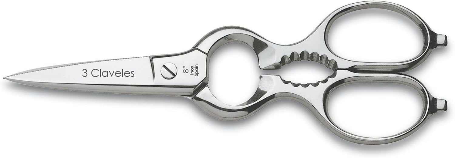 3 Claveles Varios Usos Tijera de Cocina Multiusos, Acero Inoxidable, Azul, 8"