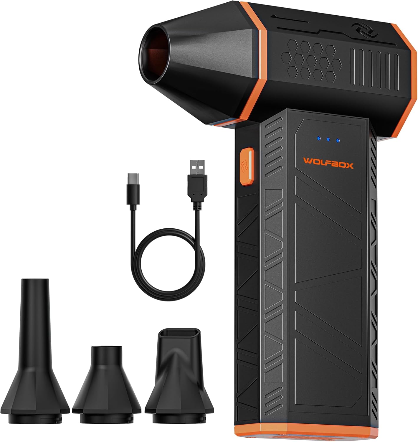 WOLFBOX - Soplador de aire eléctrico inalámbrico de 110000 rpm, mini soplador ajustable de 3 engranajes con carga rápida