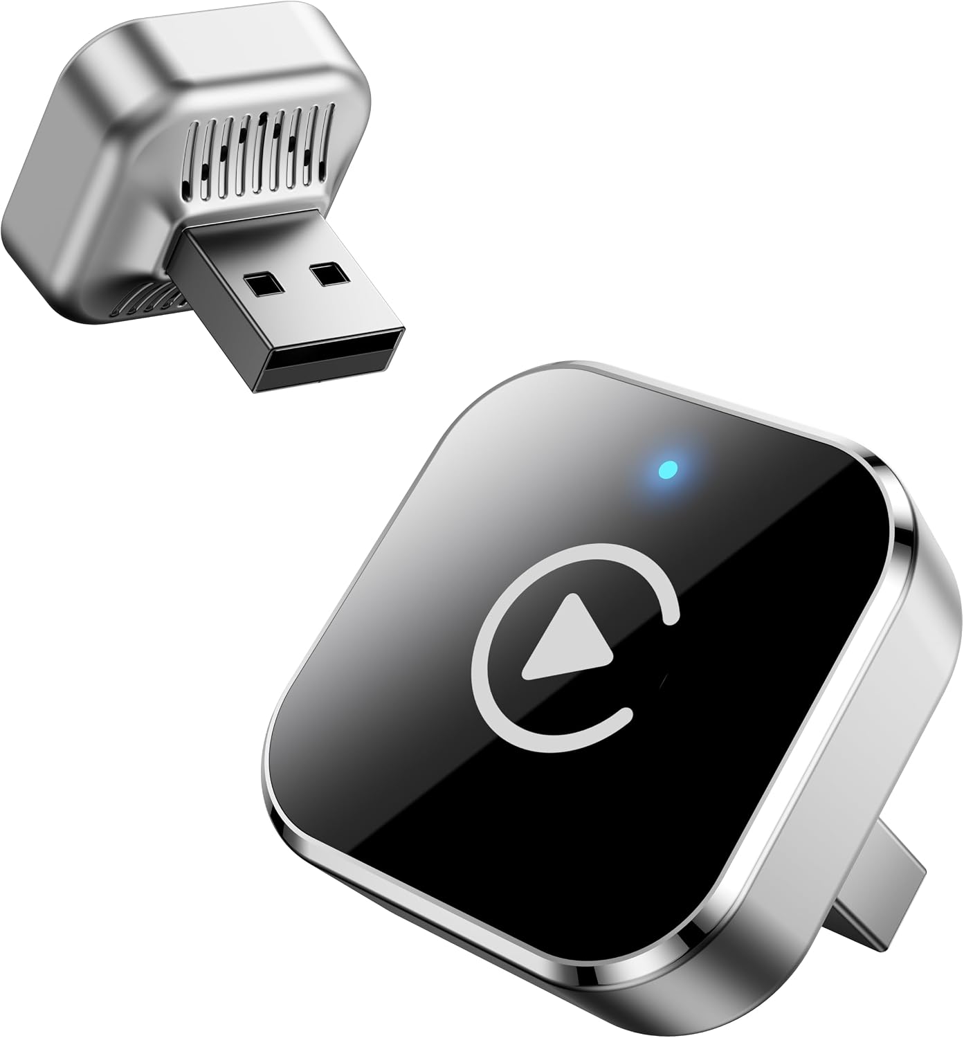 Adaptador CarPlay Inalámbrico, Mini Dongle 2 en 1 para Android Auto, Conversión de Cable a Inalámbrico, Plug & Play USB/USB-C, WiFi de Doble Banda 2.4/5GHz, Reconexión Automática, Acero