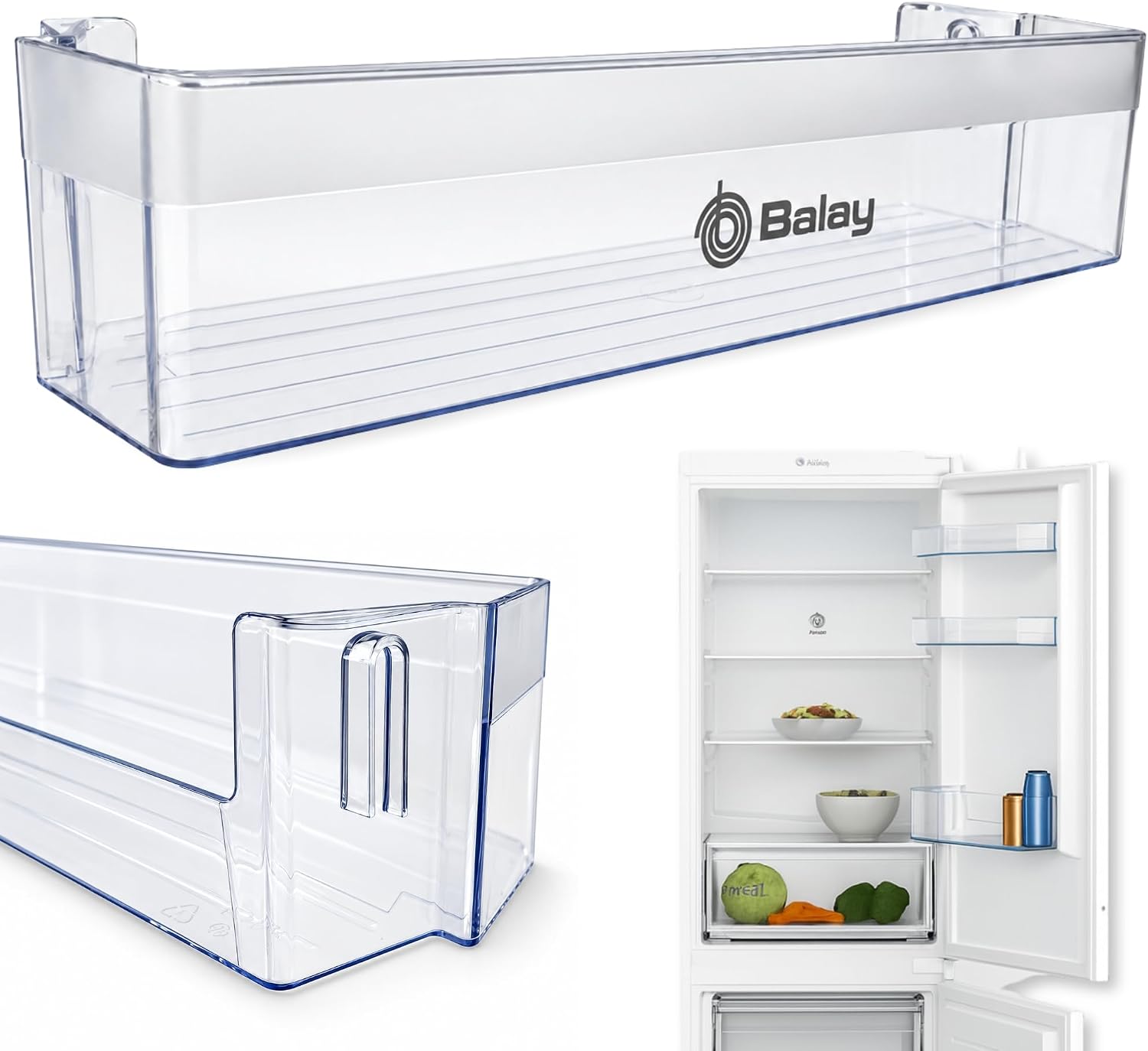 Estante Botellero Frigorífico compatible con Balay, Botellero inferior para la nevera, código original 11022295, compatible con 3KF6550MI, 3KF6551MI, 3KF6626WE, 3KF6635WI, entre otros