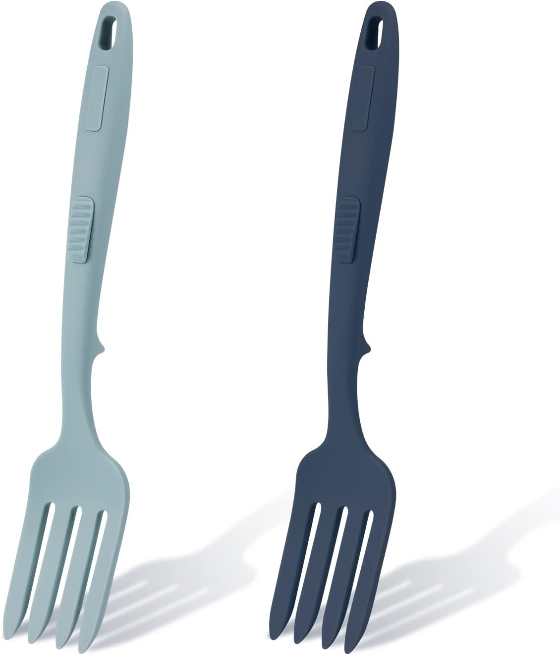 KINBOM 2 Uds Tenedores de Silicona para Cocinar, Resistentes Al Calor Flexibles Antiadherentes Tenedores para Mezclar Utensilios de Cocina Multifuncionales for Mezclar Remover Triturar Batir (Negro)