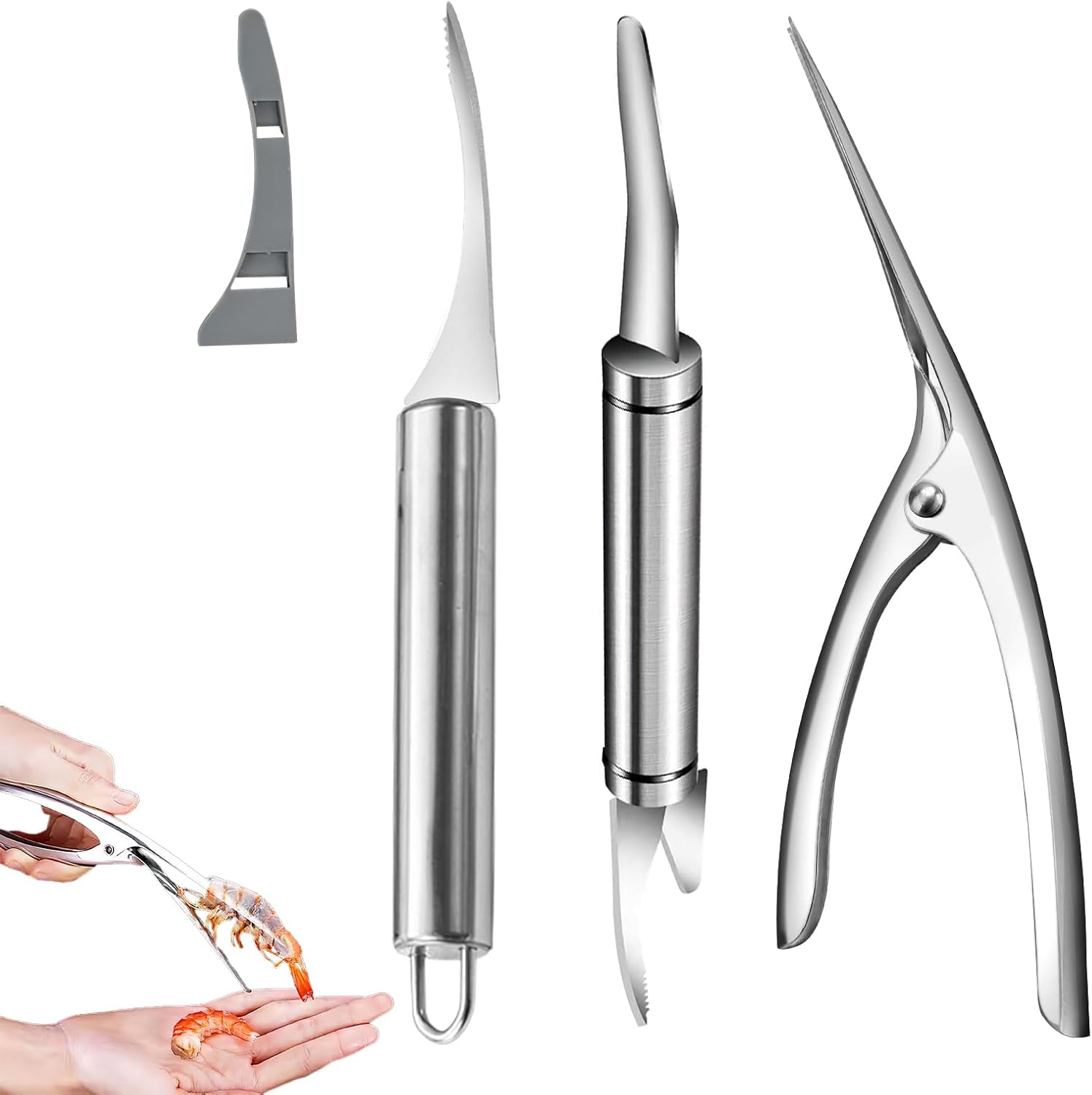Ownkim Set de Cuchillos Multifuncionales 5 en 1 para Pelar Camarones y Mariscos, Shrimp Line Knife,Shrimp Peeler - Herramienta de Cocina Esencial (3PCS)