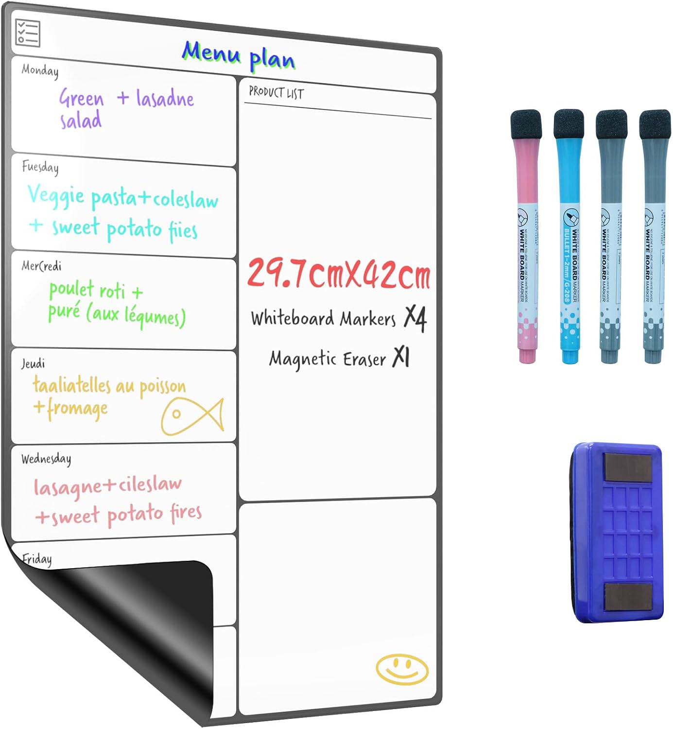 SURFOU Pizarra Magnetica Nevera A3, Calendario Planificador Semanal