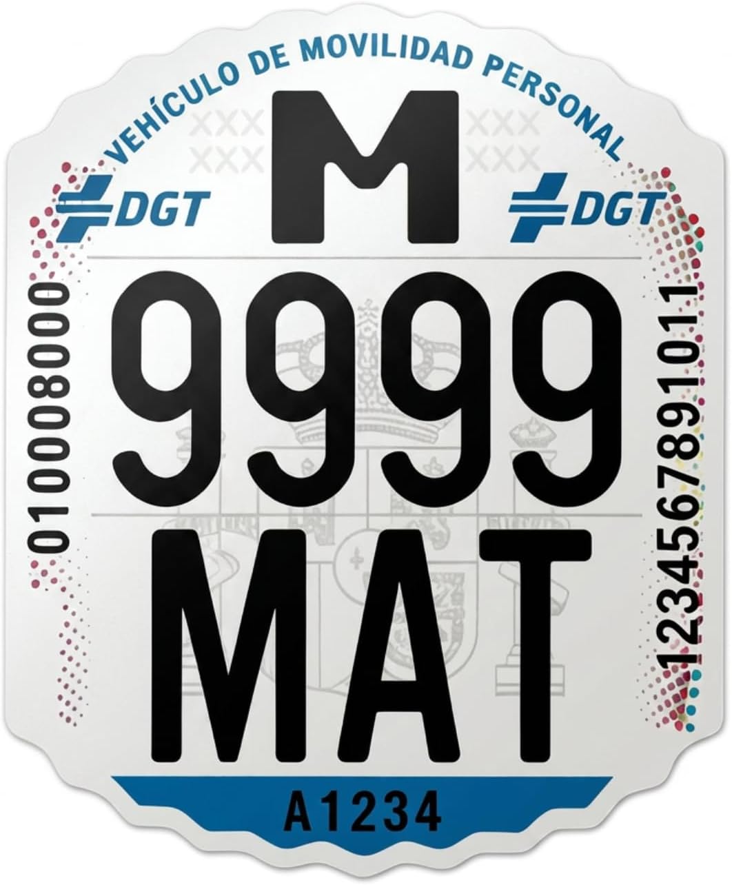 Placa de Matrícula de Patinete Eléctrico Homologada DGT, Resistente y Fácil Montaje, Sin Subir Archivos, Lamina de 130mm x 84mm