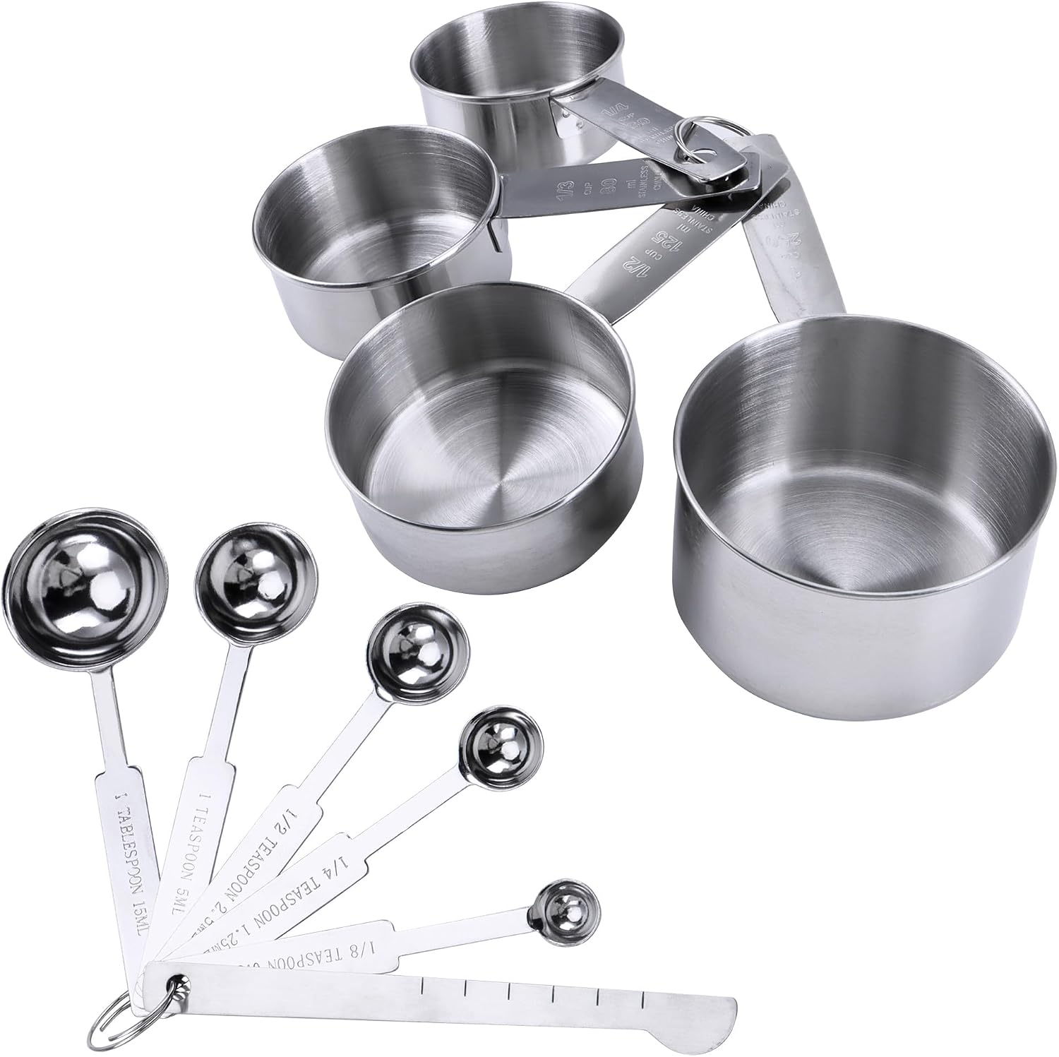 10Pcs Juegos de Tazas y Cucharas Medidoras de Acero Inoxidable