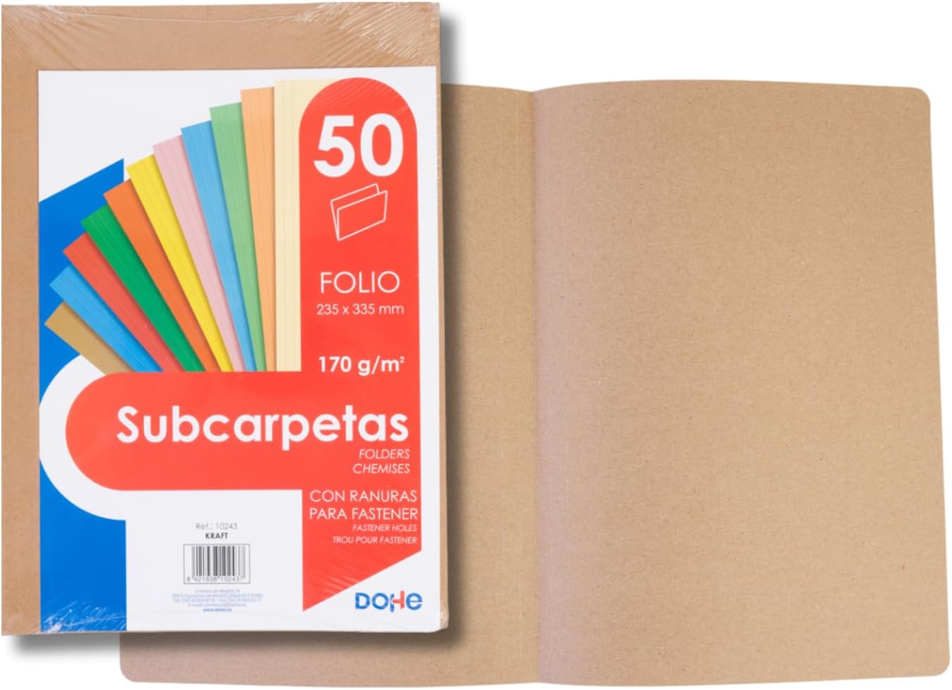 DOHE - Pack Subcarpetas - Folio - Kraft - 50 uds, beige