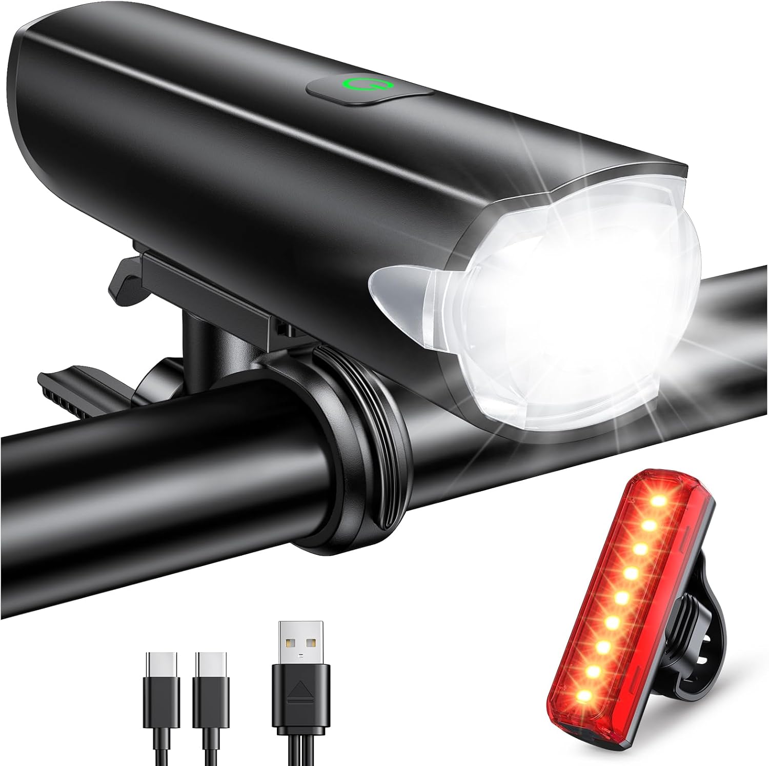 2026 New 1200LM Luz Bicicleta de Gran Angular, 3+5 Modos & Impermeable IP65