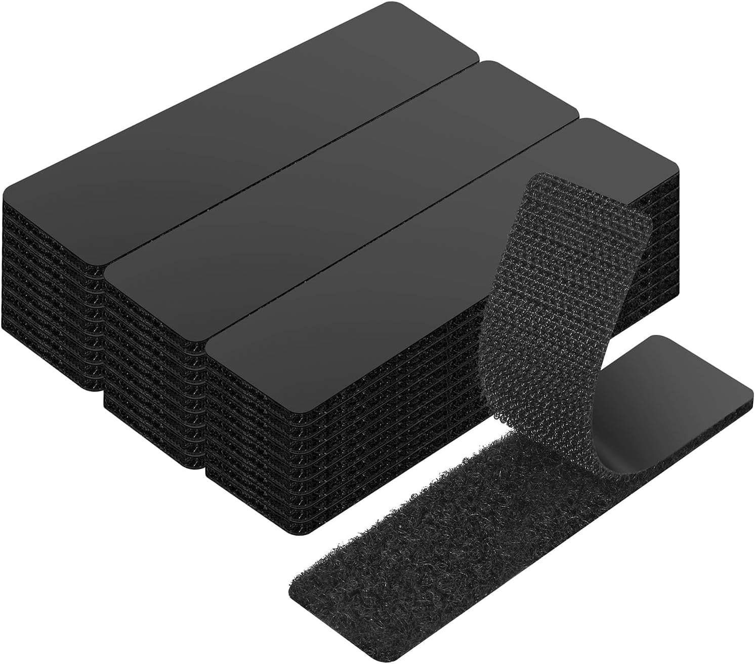 20 Pcs Adhesivo Tape fuerte 100mm x 50 mm Extra Fuerte, Adhesivo Cinta Rollo Hook y Loop Tape, Almohadillas Adhesivas de Terciopelo y Gancho (Negro)