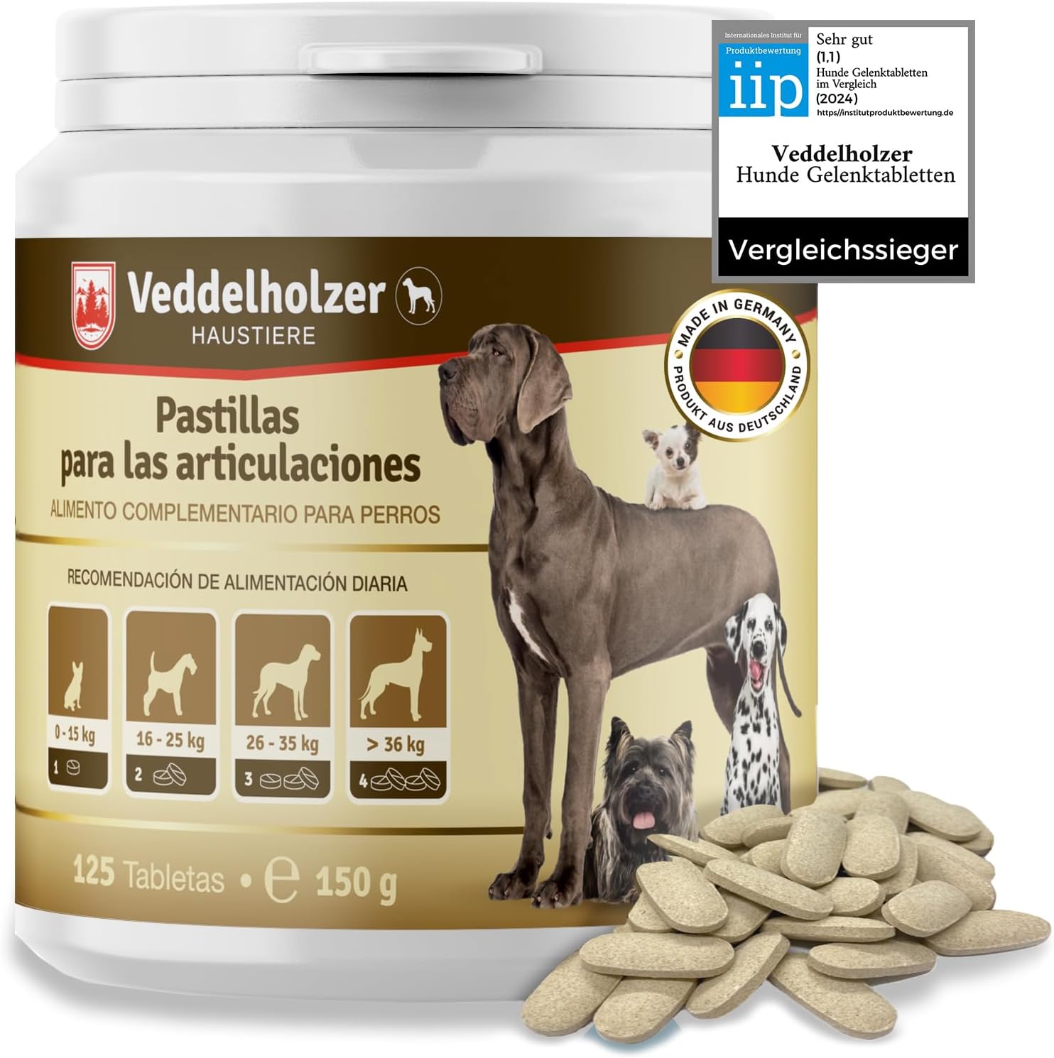 Veddelholzer Condroprotector Perros con Mejillón Verde, Colágeno y MSM