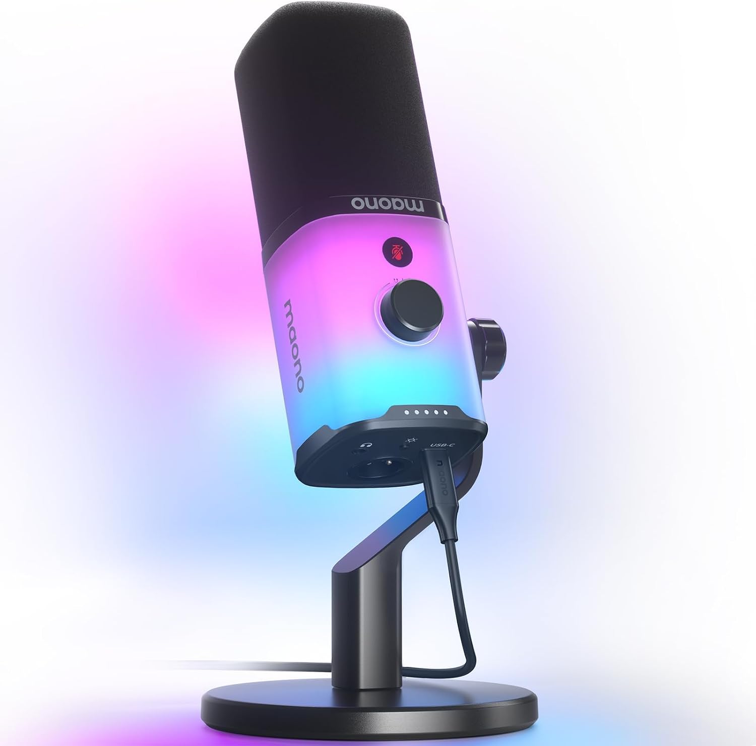 MAONO Microfono Gaming Dinámico: Micrófono USB/XLR para Streaming y Podcasting, Microphone con Software, botón de Silencio y Ganancia, para Grabación de PC Gaming, PS4 PS5, PD100X