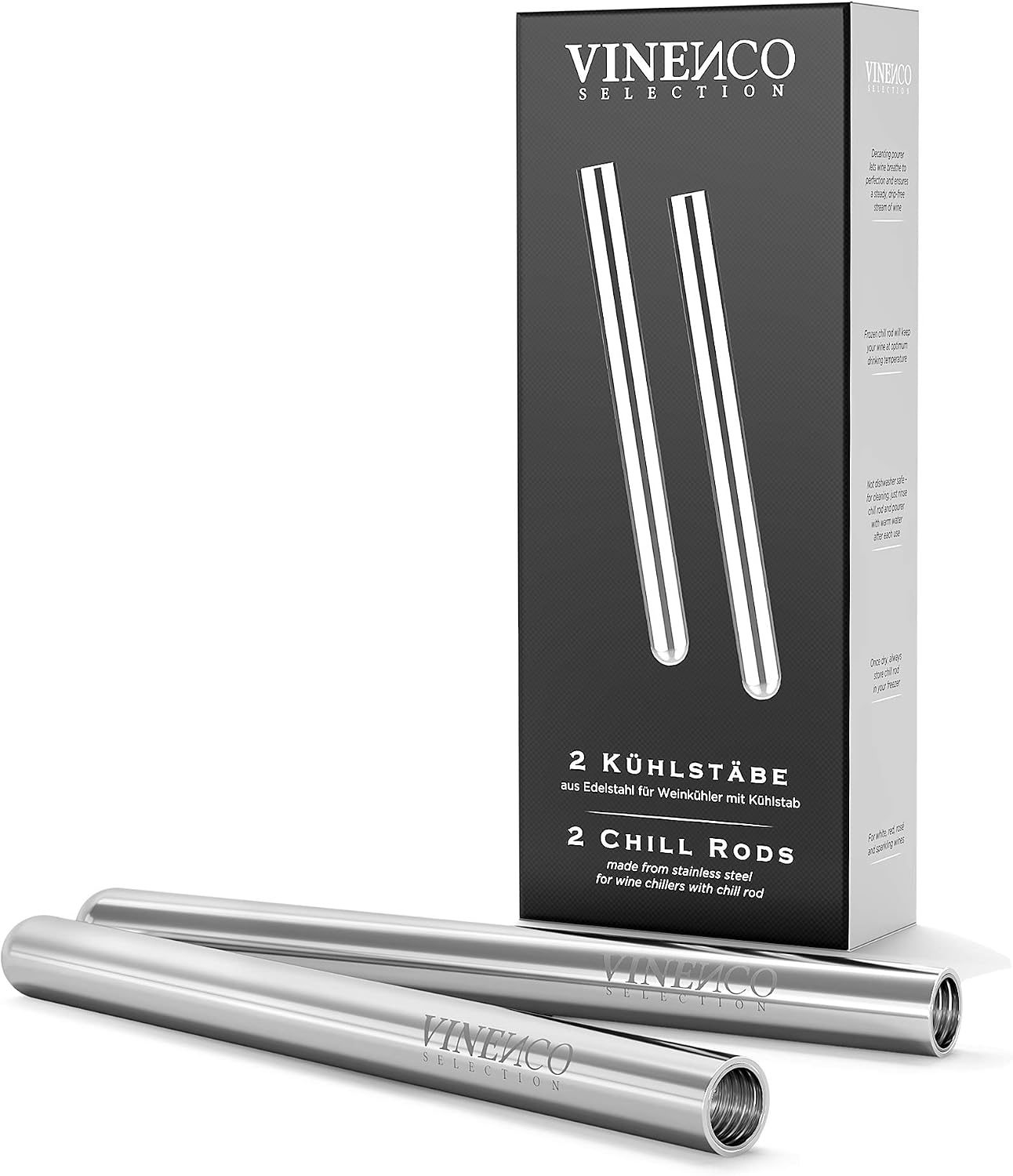 Enfriador de Botellas de Vino Blanco, 3 en 1 Kit: Juego de Refrigeración (Acero) de Calidad + Tapón–Decantador + Aireador | Accesorios Bar, Idea Regalo Mujer Hombre Cumpleaños Fiesta Amigo Barman