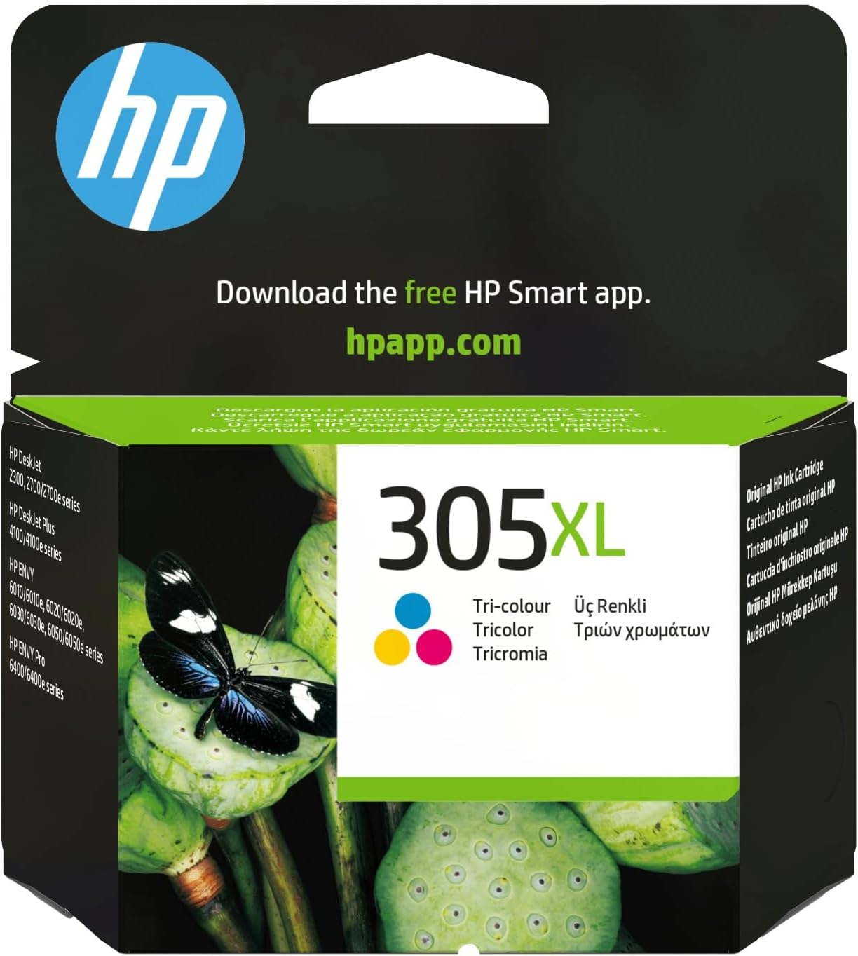 HP 305XL Tricolor, Cartucho de Tinta Original de Gran Capacidad, Compatible con Impresoras DeskJet 2300, 2700, 2800, 4100 y Envy 6010, 6020, 6030, 6400