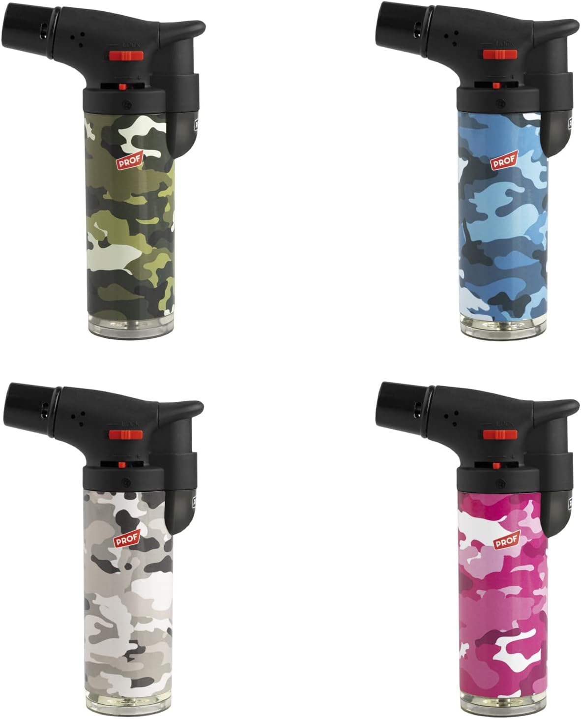 Soplete De Cocina Militar, Profesional Antorcha Butano Encendedor Mechero, Recargable, con Bloqueo de Seguridad & Llama Ajustable para barbacóa Crema Cámping (Gas precargado), Pack x2