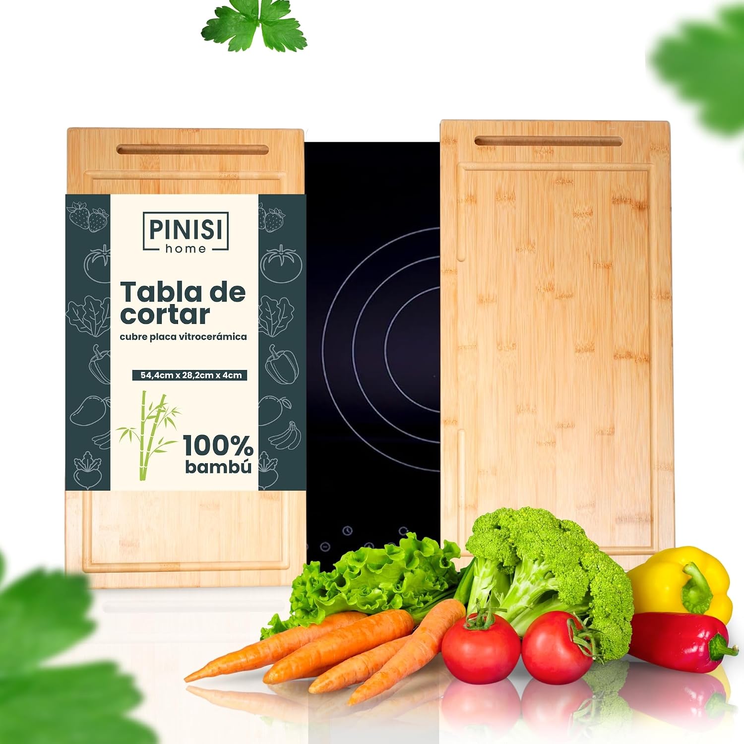 2 piezas cubre vitrocerámica 100% bambú Antideslizante - protector vitroceramica induccion -cubre vitroceramica Universal- tapa vitroceramica -protector encimera -tapa para vitroceramica