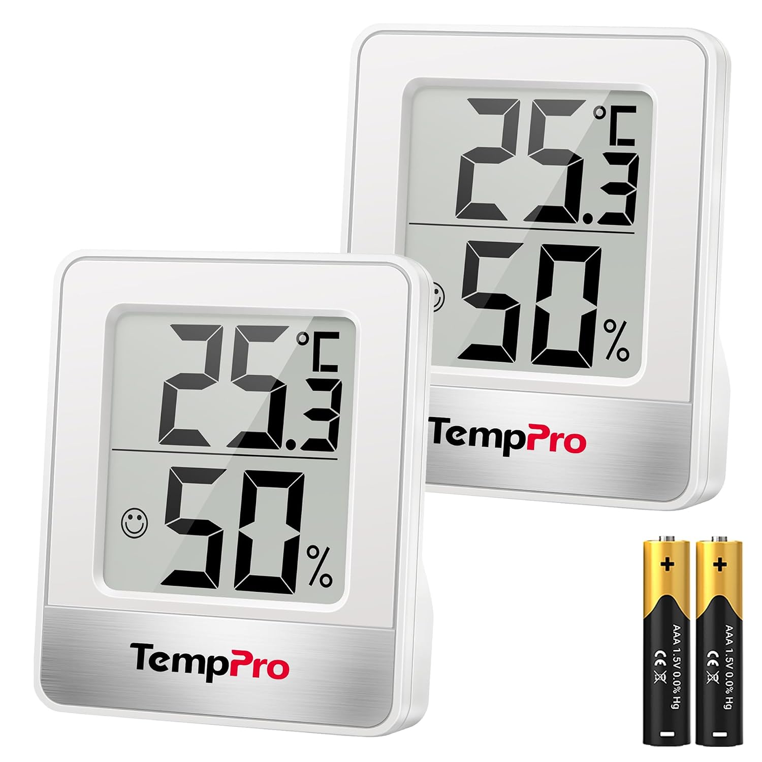 TempPro TP49 Mini Termómetro Higrómetro Digital, 3 Piezas Blanco