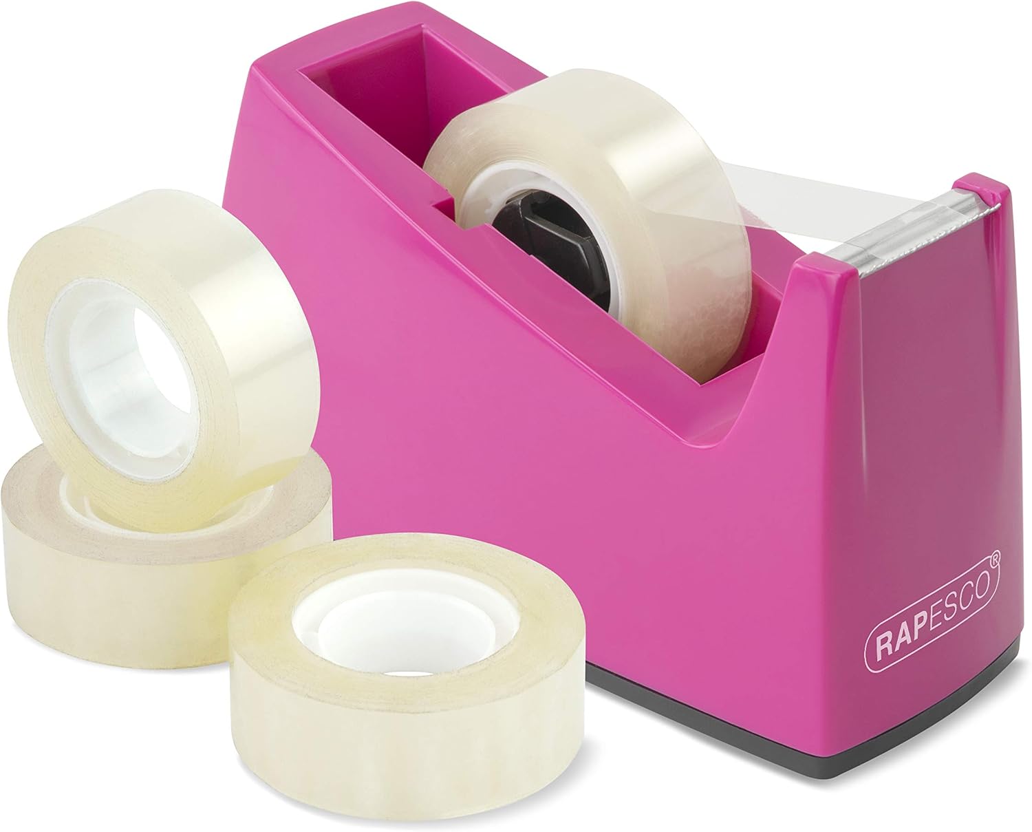 Rapesco 1619 Dispensador de Cinta Adhesiva 300, 4 Rollos de Cinta, Negro
