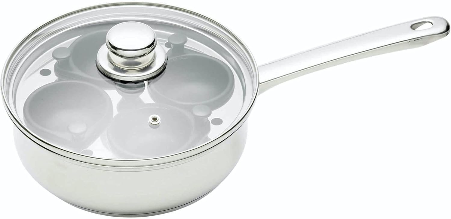Kitchen Craft KCCVPOACH6 Clearview - Cazo de Acero Inoxidable para escalfar Huevos (6 Huecos, 28 cm)