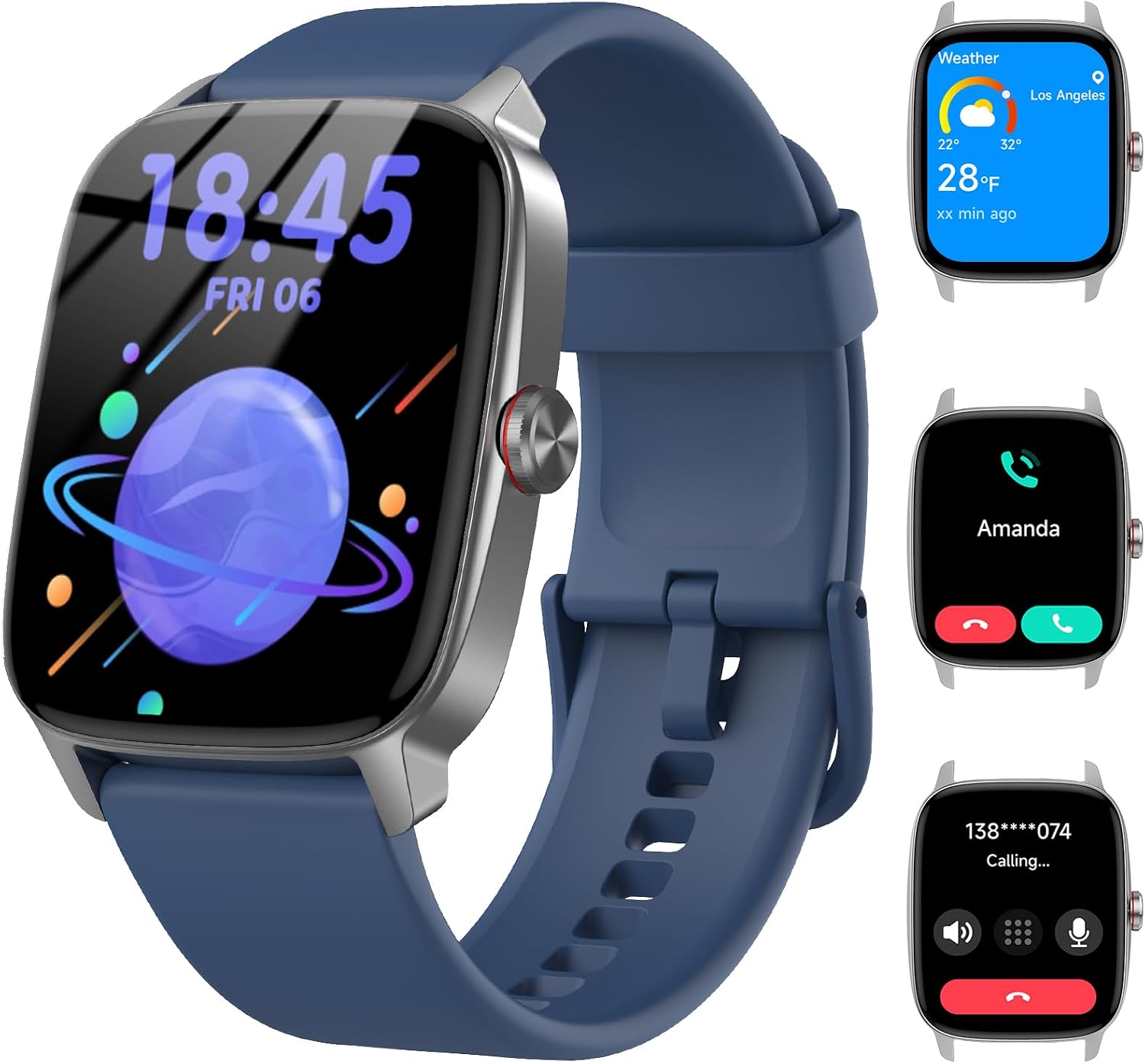 Reloj Inteligente Mujer Hombre con Llamadas Bluetooth y Voz AI, 1.85'' Smartwatch con Whatsapp Notificación, Pulsómetro/SpO2/Sueño/Podómetro, 110+ Modos Deportivos, Impermeable IP68 para iOS/Android