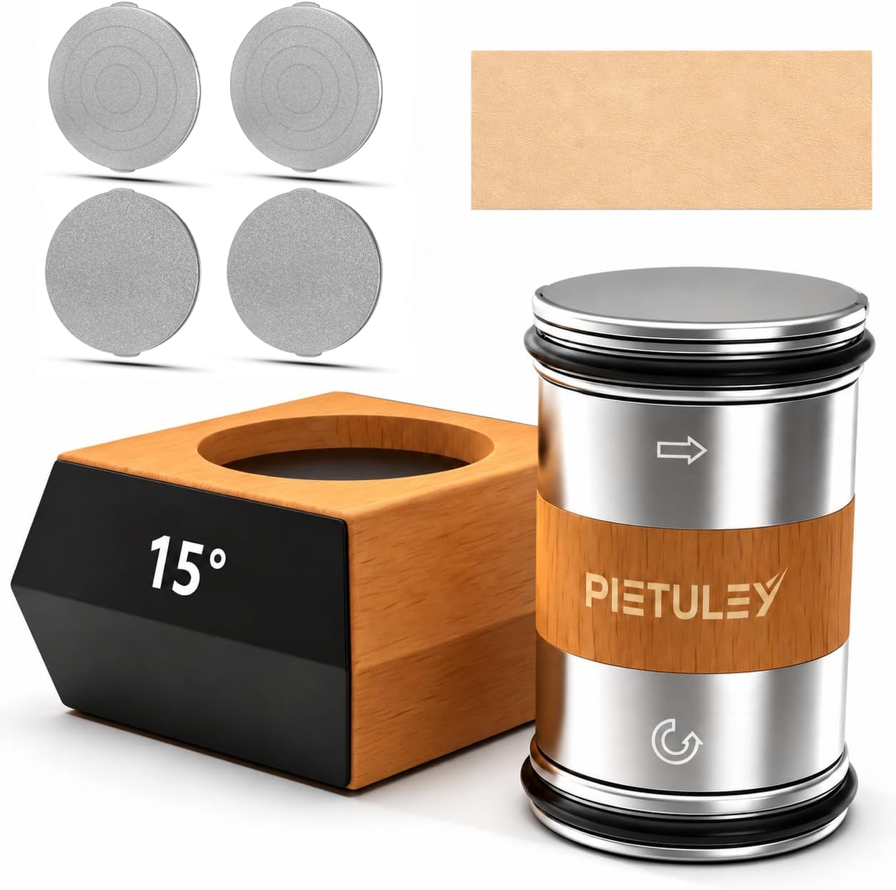 Pietuley Afilador de Cuchillos Profesional Con Ruedas, Dos Ángulos de Afilado 15° y 20°, Rolling Knife Sharpener, Afiador Facas