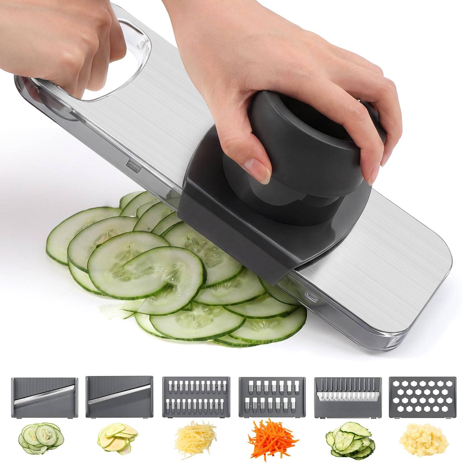 Oderra Mandolina de Cocina Acero Inoxidable con 6 Cuchillas