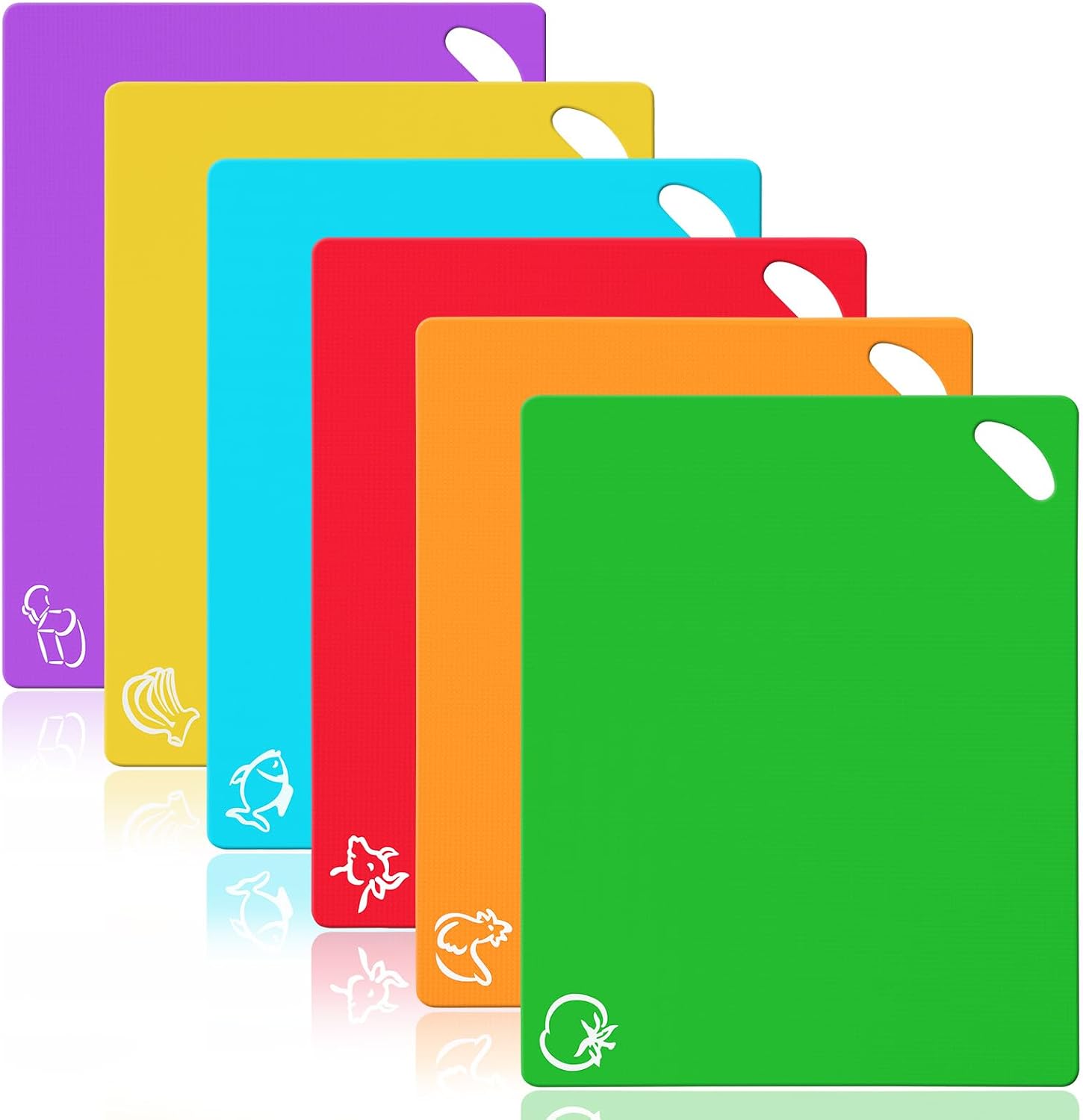 Vicloon Tablas de Cortar de Plástico,Juego de 4 Tablas de Cocina de Flexible con Color Diferente,Tabla de Cocina Plastico,Tablas de Cocina BPA-Libre,Alimento Tablas de Cortar Antideslizante
